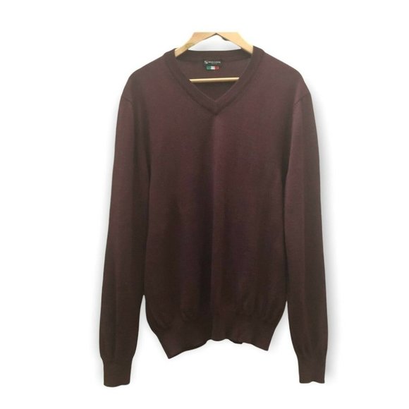 MODANGO Milano V-Neck Woolblend Sweater Made In Italy Burgundy Size Medium - Picture 1 of 10